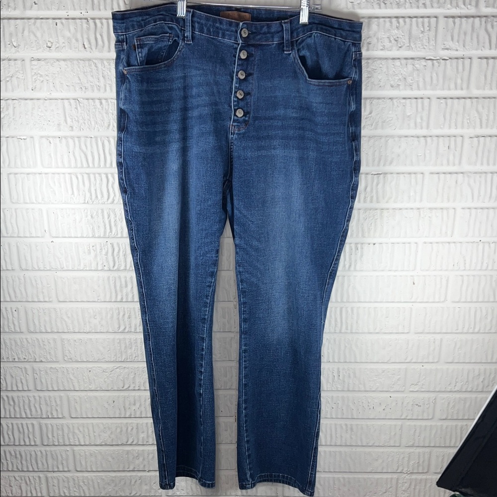 Judy Blue Women’s Dark Blue High-Rise Button-Fly Jeans size 22W